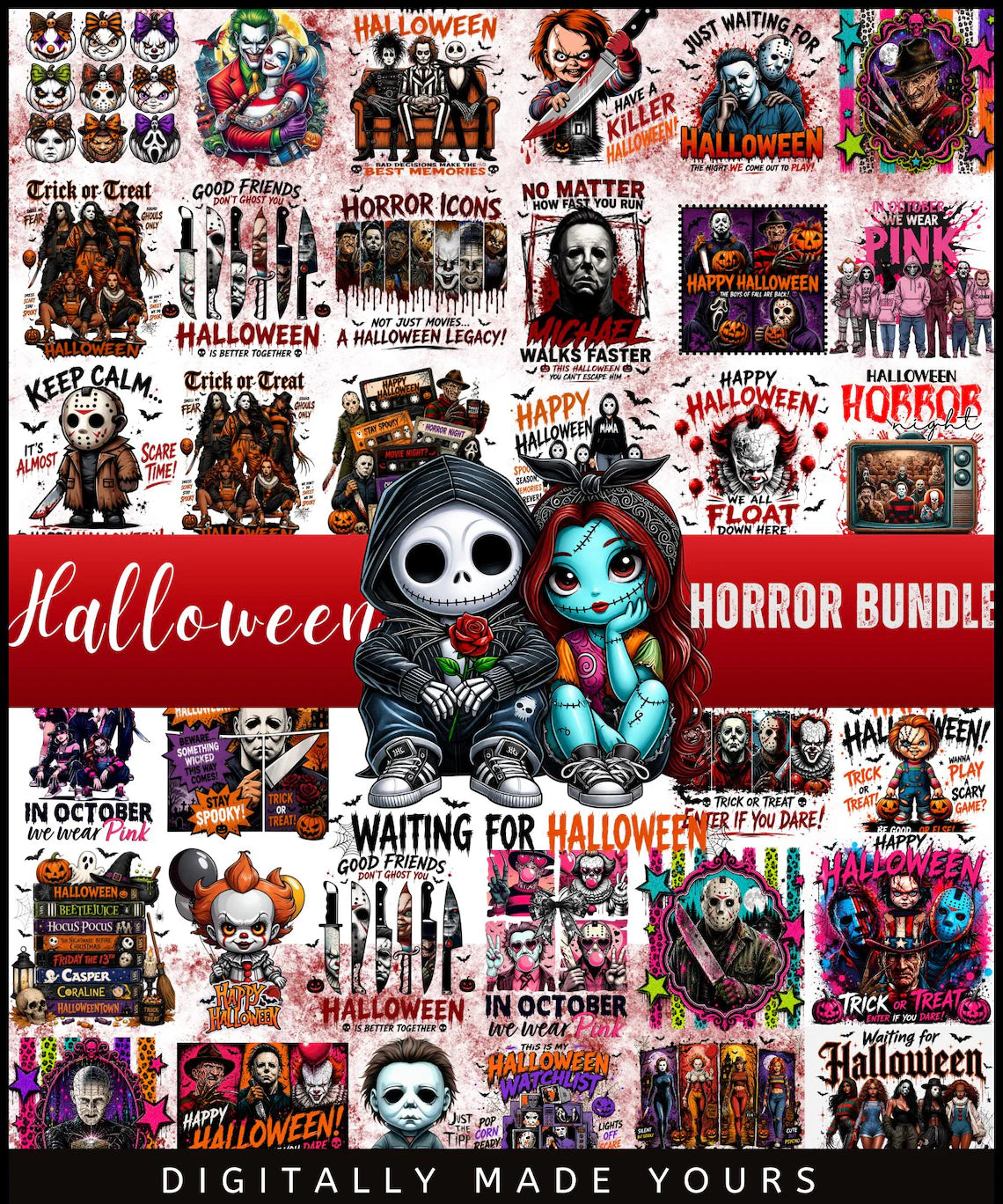 Halloween Mega Bundle, Horror Movie PNG, Neon Halloween Bundle, Fall Png Bundle, Spooky Vibes, Trick Or Treat, Cartoon, Invite, Games