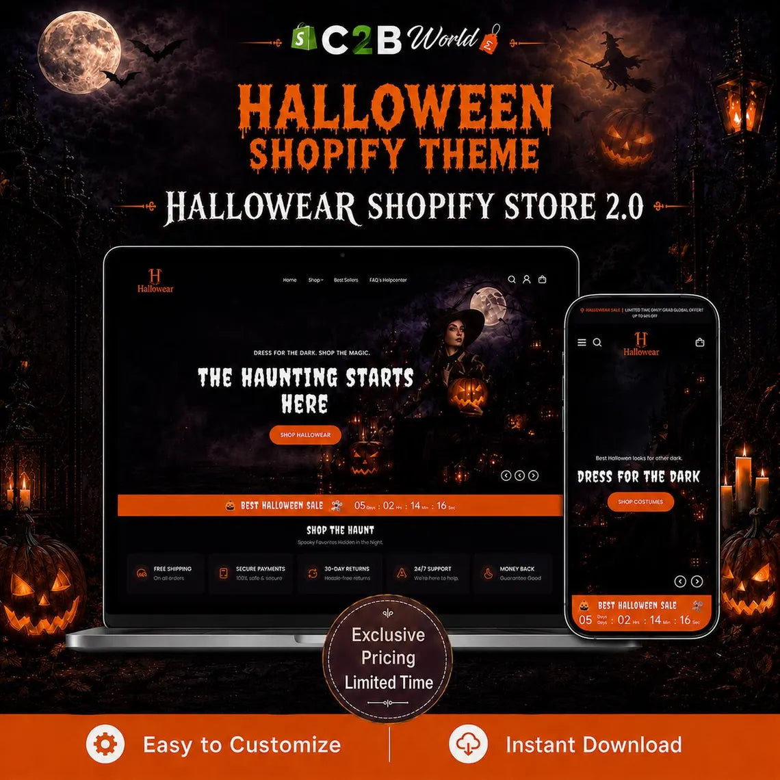Halloween Shopify Theme | Dark Shopify Template | Spooky Store 2.0 (Digital Download)