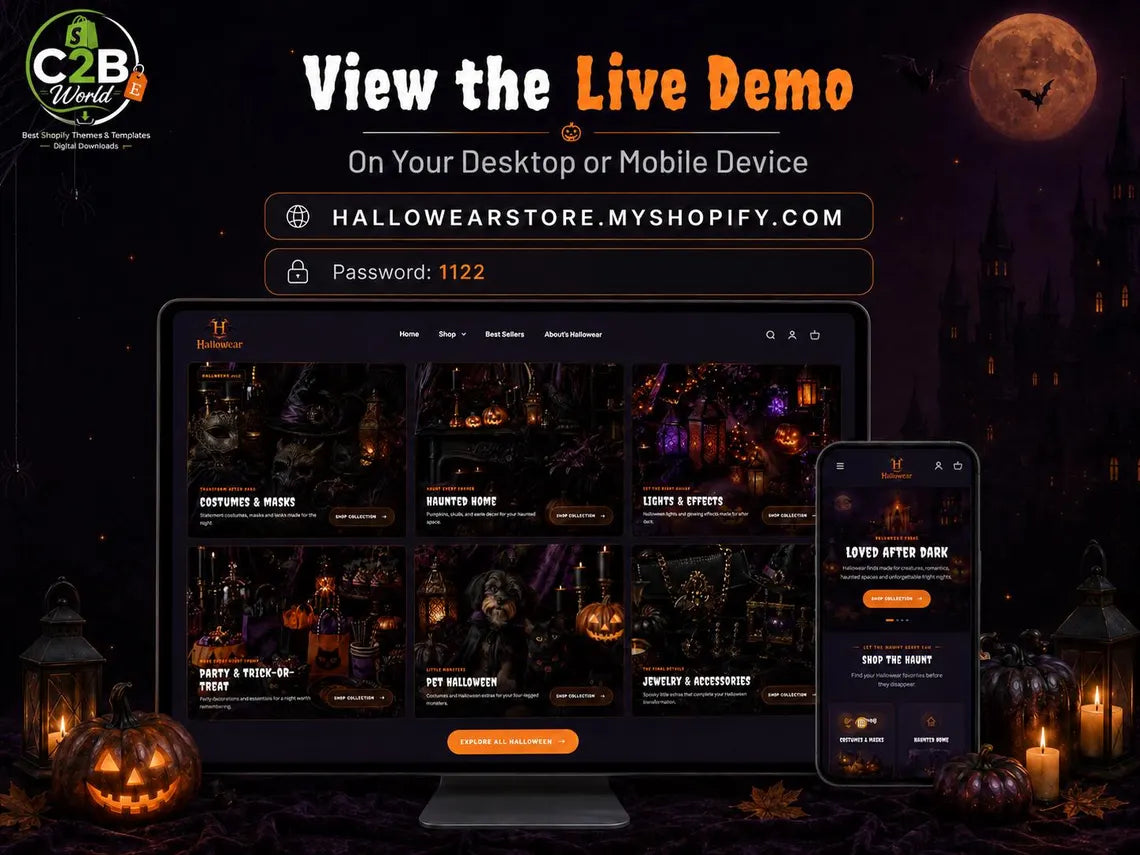 Halloween Shopify Theme | Dark Shopify Template | Spooky Store 2.0 (Digital Download)