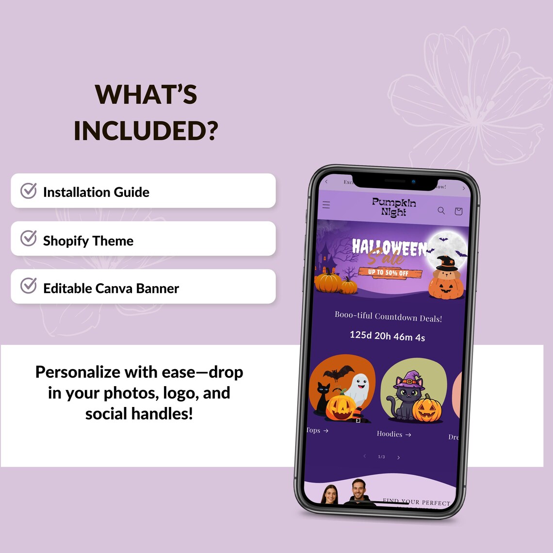 Halloween Shopify Theme | Spooky Boutique Website Design Template, Shopify 2.0 Editable Canva Banners