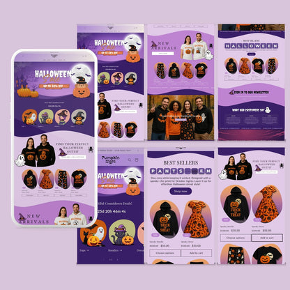 Halloween Shopify Theme | Spooky Boutique Website Design Template, Shopify 2.0 Editable Canva Banners