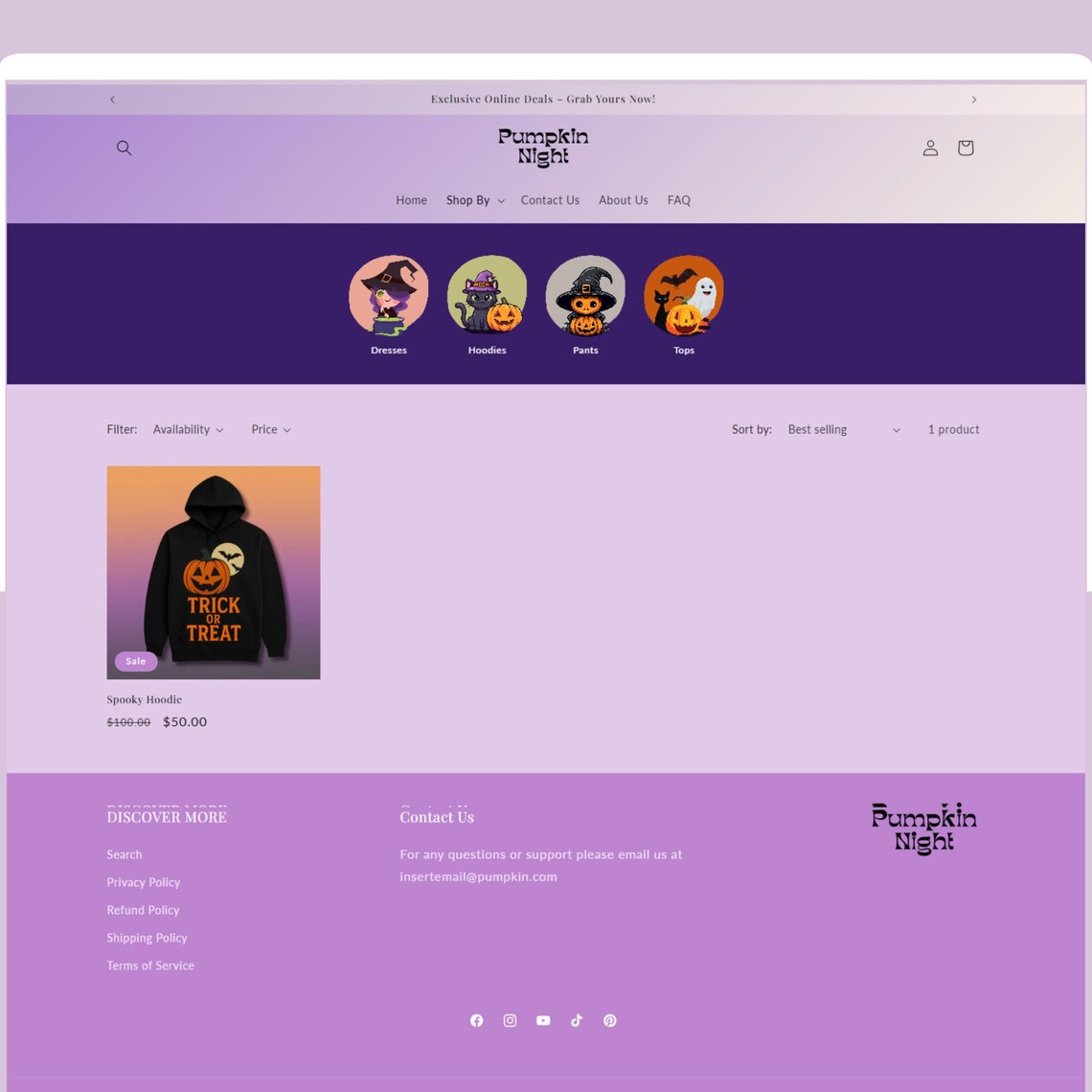 Halloween Shopify Theme | Spooky Boutique Website Design Template, Shopify 2.0 Editable Canva Banners