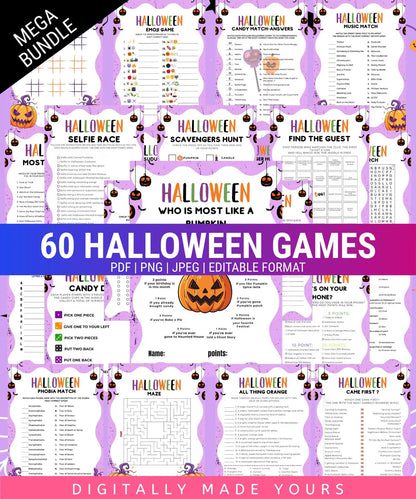 Halloween Mega Bundle, Horror Movie PNG, Neon Halloween Bundle, Fall Png Bundle, Spooky Vibes, Trick Or Treat, Cartoon, Invite, Games