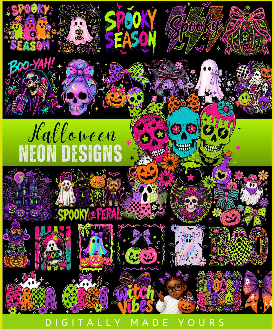 Halloween Mega Bundle, Horror Movie PNG, Neon Halloween Bundle, Fall Png Bundle, Spooky Vibes, Trick Or Treat, Cartoon, Invite, Games