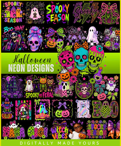 Halloween Mega Bundle, Horror Movie PNG, Neon Halloween Bundle, Fall Png Bundle, Spooky Vibes, Trick Or Treat, Cartoon, Invite, Games