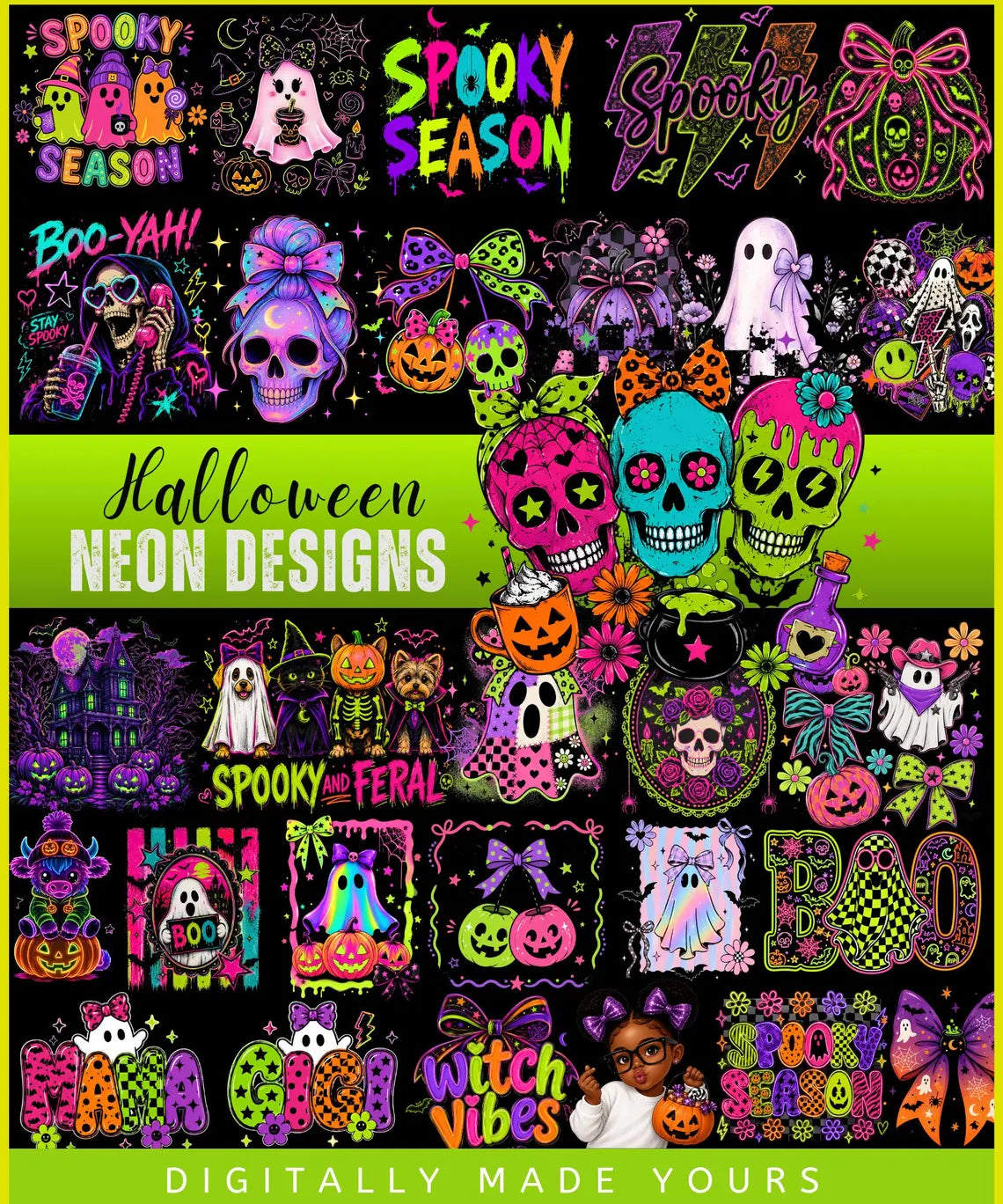 Halloween Mega Bundle, Horror Movie PNG, Neon Halloween Bundle, Fall Png Bundle, Spooky Vibes, Trick Or Treat, Cartoon, Invite, Games