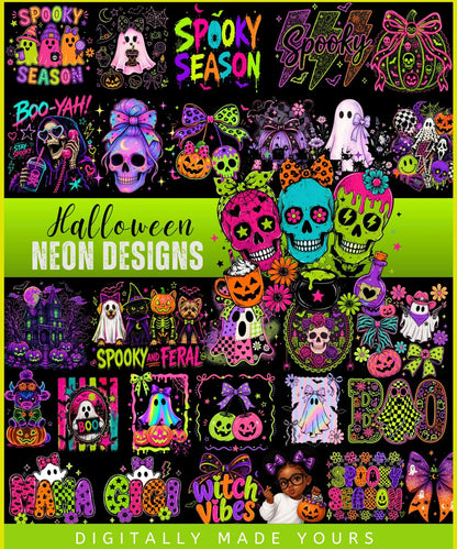 Halloween Mega Bundle, Horror Movie PNG, Neon Halloween Bundle, Fall Png Bundle, Spooky Vibes, Trick Or Treat, Cartoon, Invite, Games