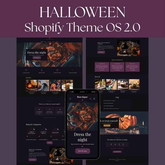 Halloween Shopify Theme OS 2.0, Fall Website Template For Online Store, Dark Autumn Shop Design No Coding, Free Installation Included