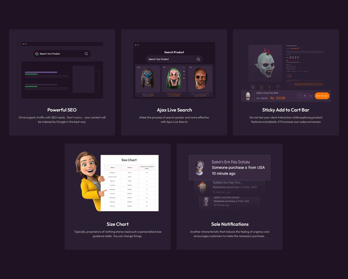 Halloween Shopify Theme, Spooky Store Template, Costume Shop Website Design, Seasonal Ecommerce Theme