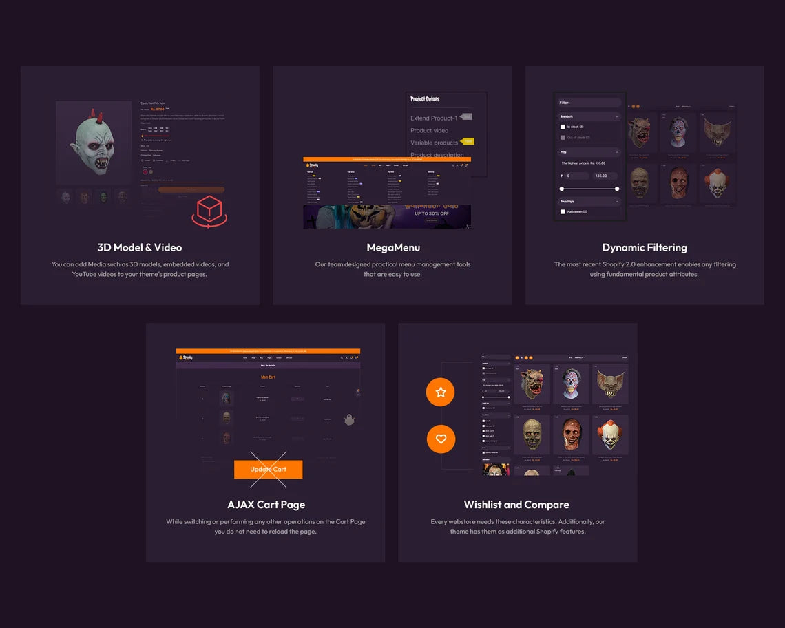 Halloween Shopify Theme, Spooky Store Template, Costume Shop Website Design, Seasonal Ecommerce Theme