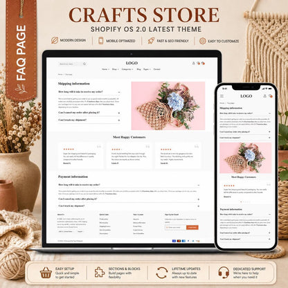 Handmade Shopify Theme | Craft Store Template, Artisan Boutique Website, Shopify OS 2.0