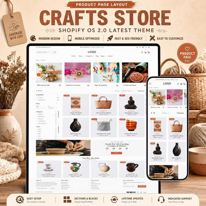 Handmade Shopify Theme | Craft Store Template, Artisan Boutique Website, Shopify OS 2.0