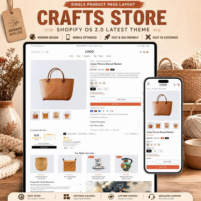 Handmade Shopify Theme | Craft Store Template, Artisan Boutique Website, Shopify OS 2.0