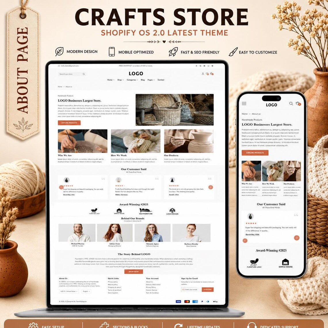 Handmade Shopify Theme | Craft Store Template, Artisan Boutique Website, Shopify OS 2.0