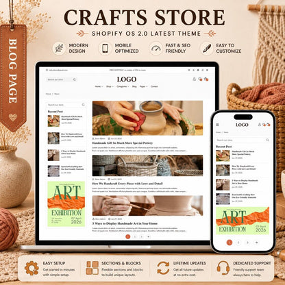 Handmade Shopify Theme | Craft Store Template, Artisan Boutique Website, Shopify OS 2.0