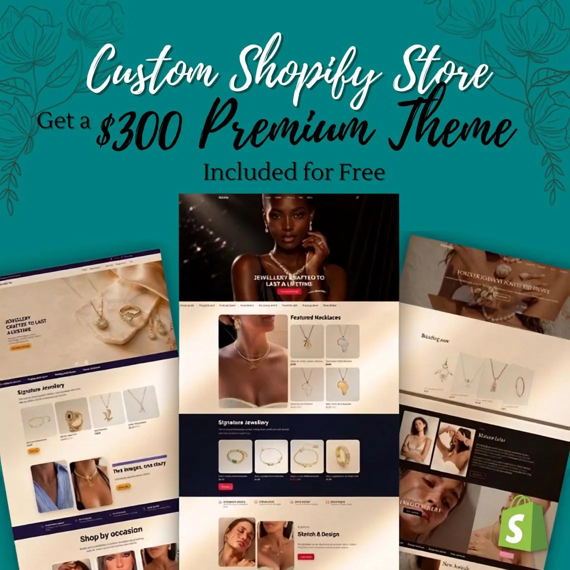 Jewelry Custom Shopify Store Design | Shopify Website | Ecommerce Website Template | Free Shopify Theme Included | Lifetime Support