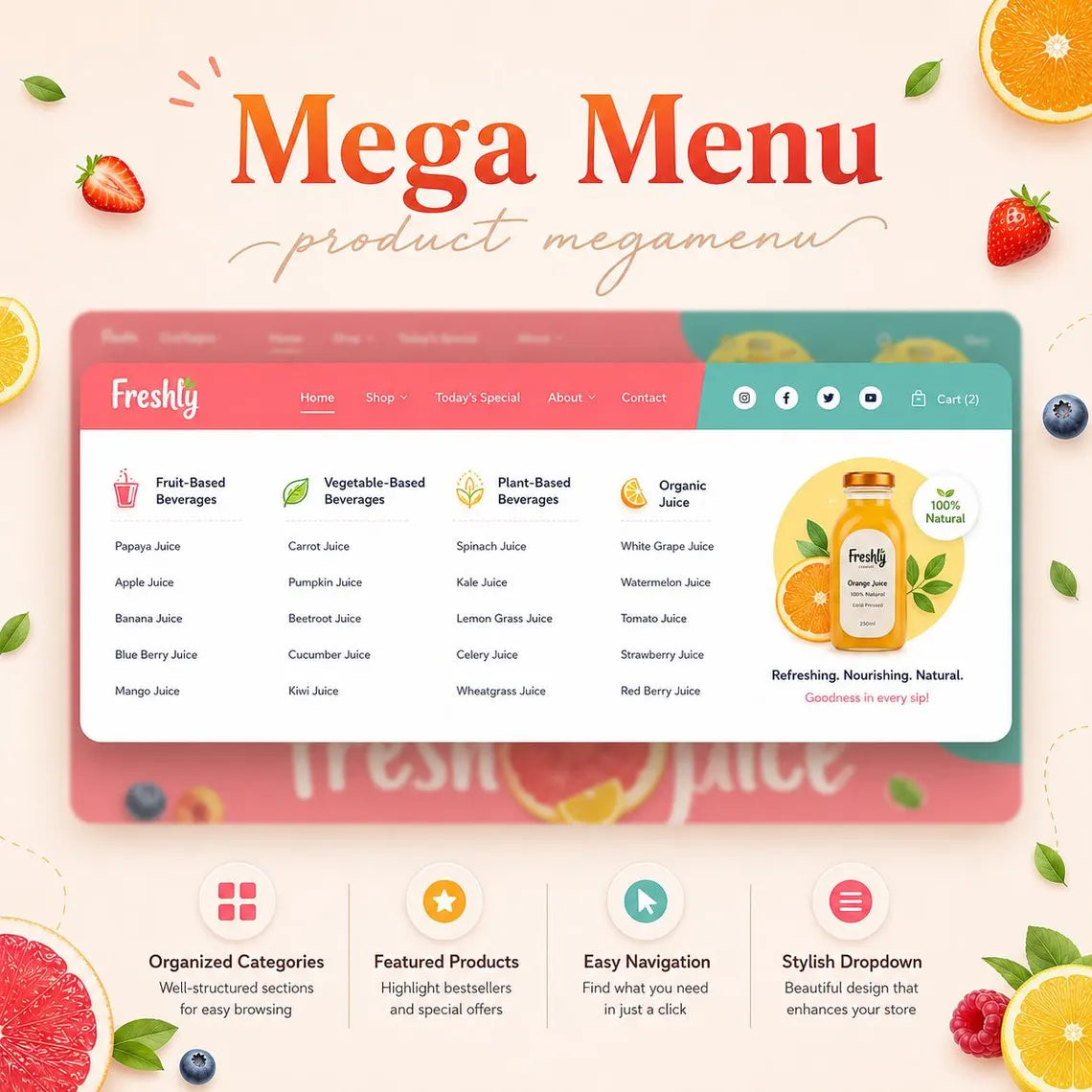 Juice Shopify Theme | Organic Juice, Smoothie & Health Drink Store Template | Digital Download Shopify Theme