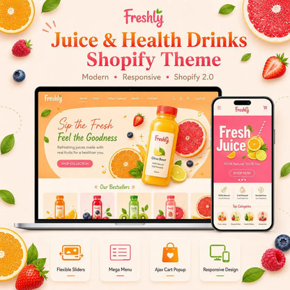 Juice Shopify Theme | Organic Juice, Smoothie & Health Drink Store Template | Digital Download Shopify Theme