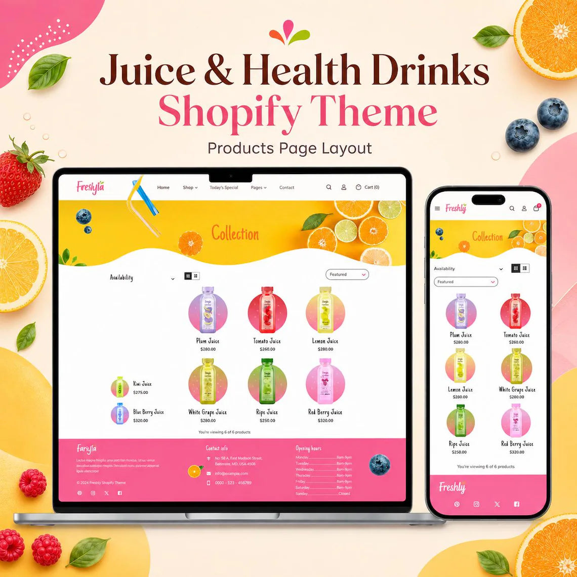 Juice Shopify Theme | Organic Juice, Smoothie & Health Drink Store Template | Digital Download Shopify Theme