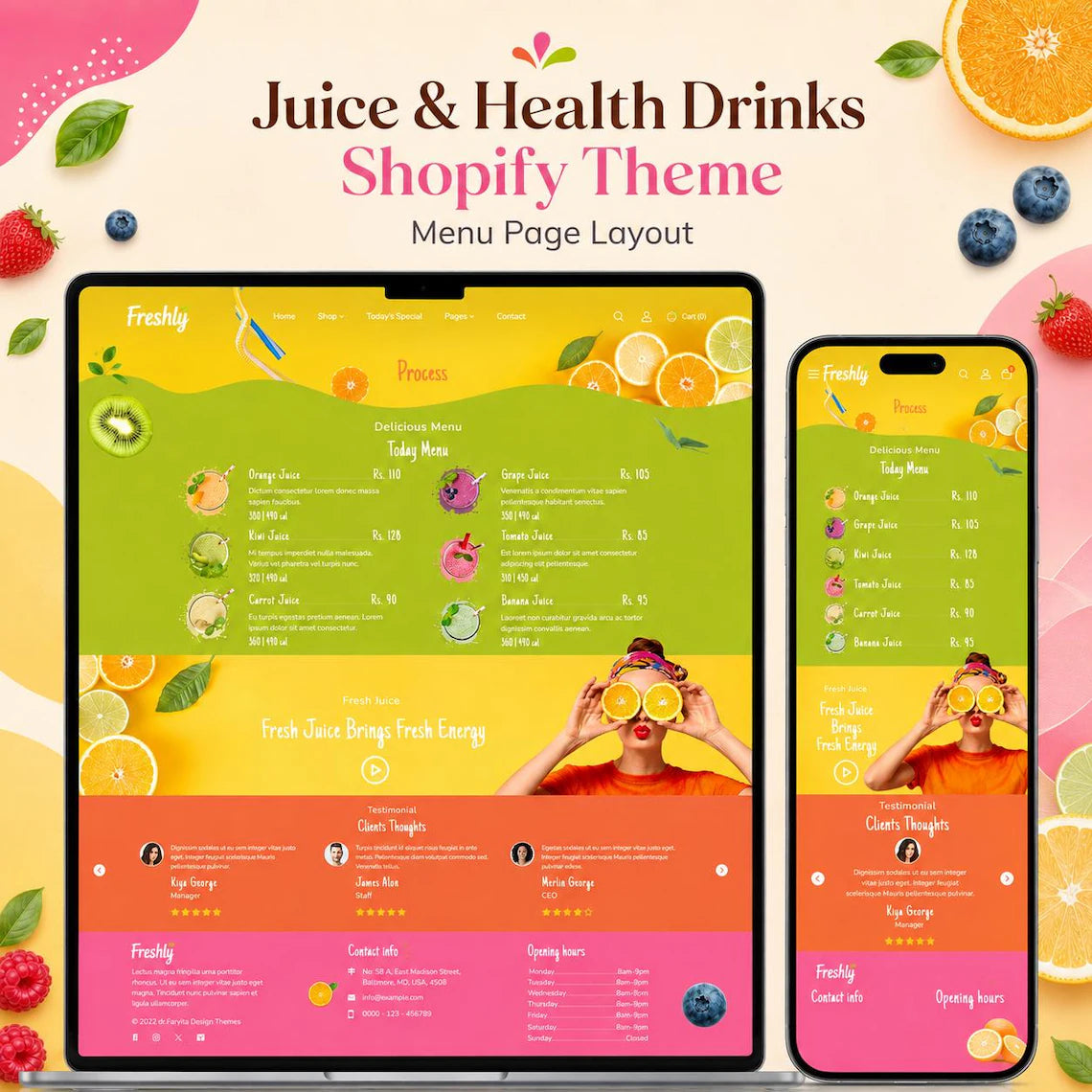 Juice Shopify Theme | Organic Juice, Smoothie & Health Drink Store Template | Digital Download Shopify Theme