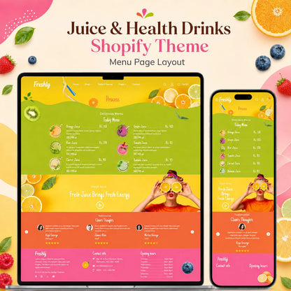 Juice Shopify Theme | Organic Juice, Smoothie & Health Drink Store Template | Digital Download Shopify Theme