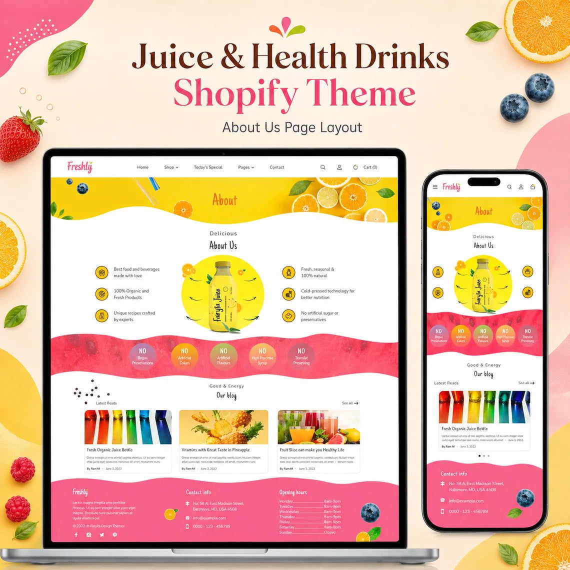 Juice Shopify Theme | Organic Juice, Smoothie & Health Drink Store Template | Digital Download Shopify Theme