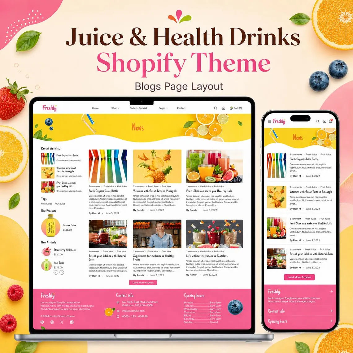 Juice Shopify Theme | Organic Juice, Smoothie & Health Drink Store Template | Digital Download Shopify Theme