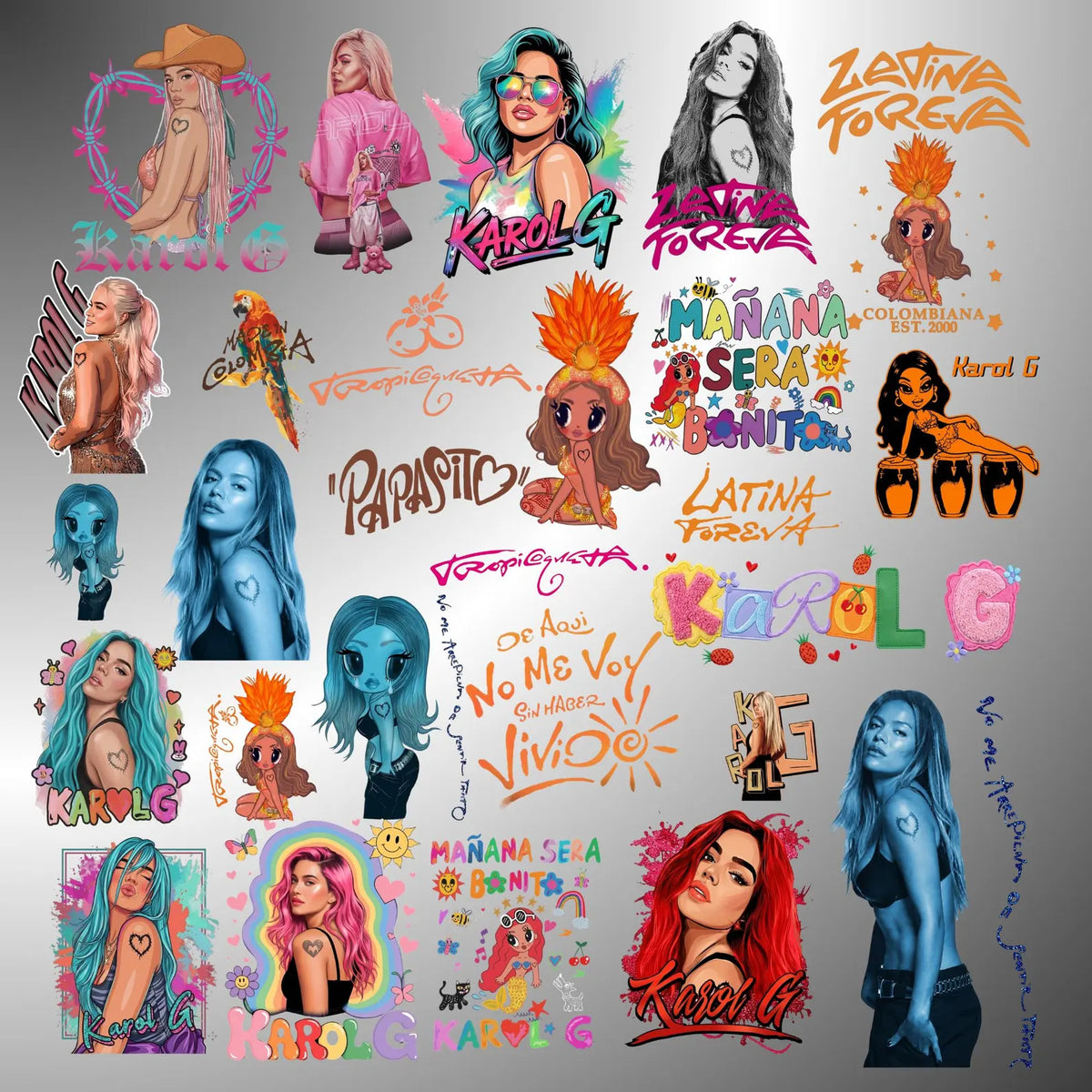 Karol G PNG Designs Bundle, Karl G Merch, Tropicoqueta New Album PNG bundle, Karol G Shirt Png, Karol G Viajando El Mundo Concert Png