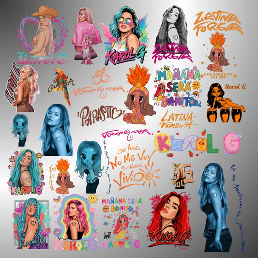 Karol G PNG Designs Bundle, Karl G Merch, Tropicoqueta New Album PNG bundle, Karol G Shirt Png, Karol G Viajando El Mundo Concert Png