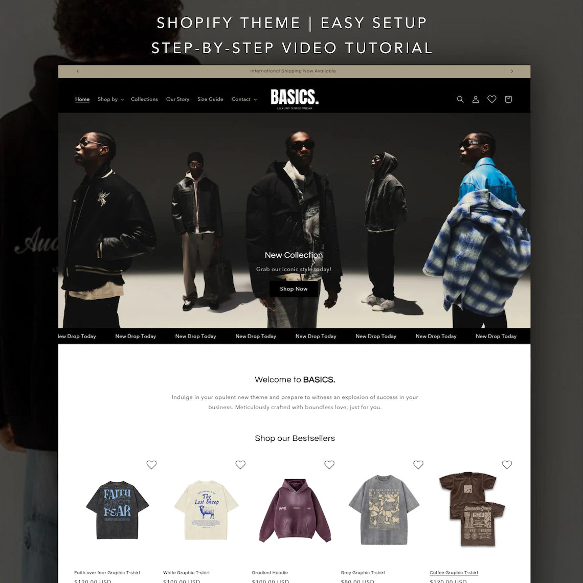 Luxury Clothing Shopify Theme | Dark Fashion Store Template | Streetwear & Boutique Shopify 2.0 Theme | Easy Setup + Customizable | Website