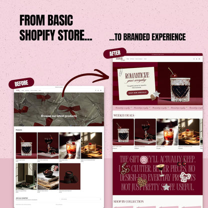 Luxury Shopify Theme, Red Pink Boutique Template, Editable Canva Logo Kit