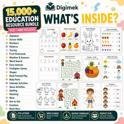 Mega Kids Learning Activities Bundle: 15,000+ Printable Educational Games (PLR/MRR)