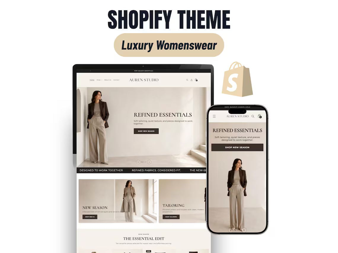 Minimal Luxury Shopify Theme for Womenswear Clothing Boutiques Fashion Brands & Apparel Stores Shopify 2.0 Template
