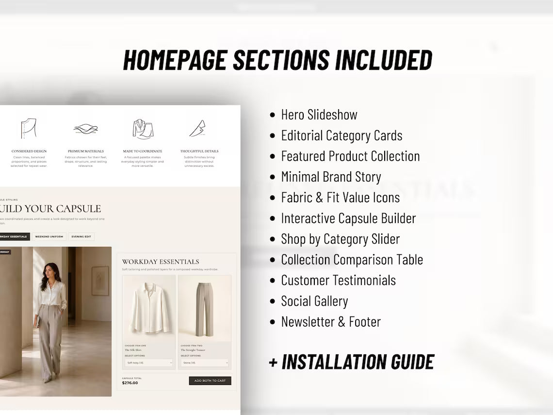 Minimal Luxury Shopify Theme for Womenswear Clothing Boutiques Fashion Brands & Apparel Stores Shopify 2.0 Template