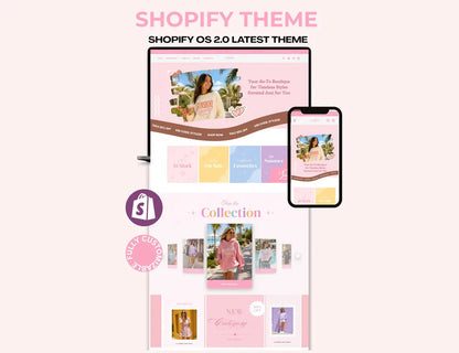 Pastel Elegance Boutique Shopify Theme | Pink Shopify Template Feminine, Minimal & Cute Design | Editable Canva Templates | Shopify OS 2.0