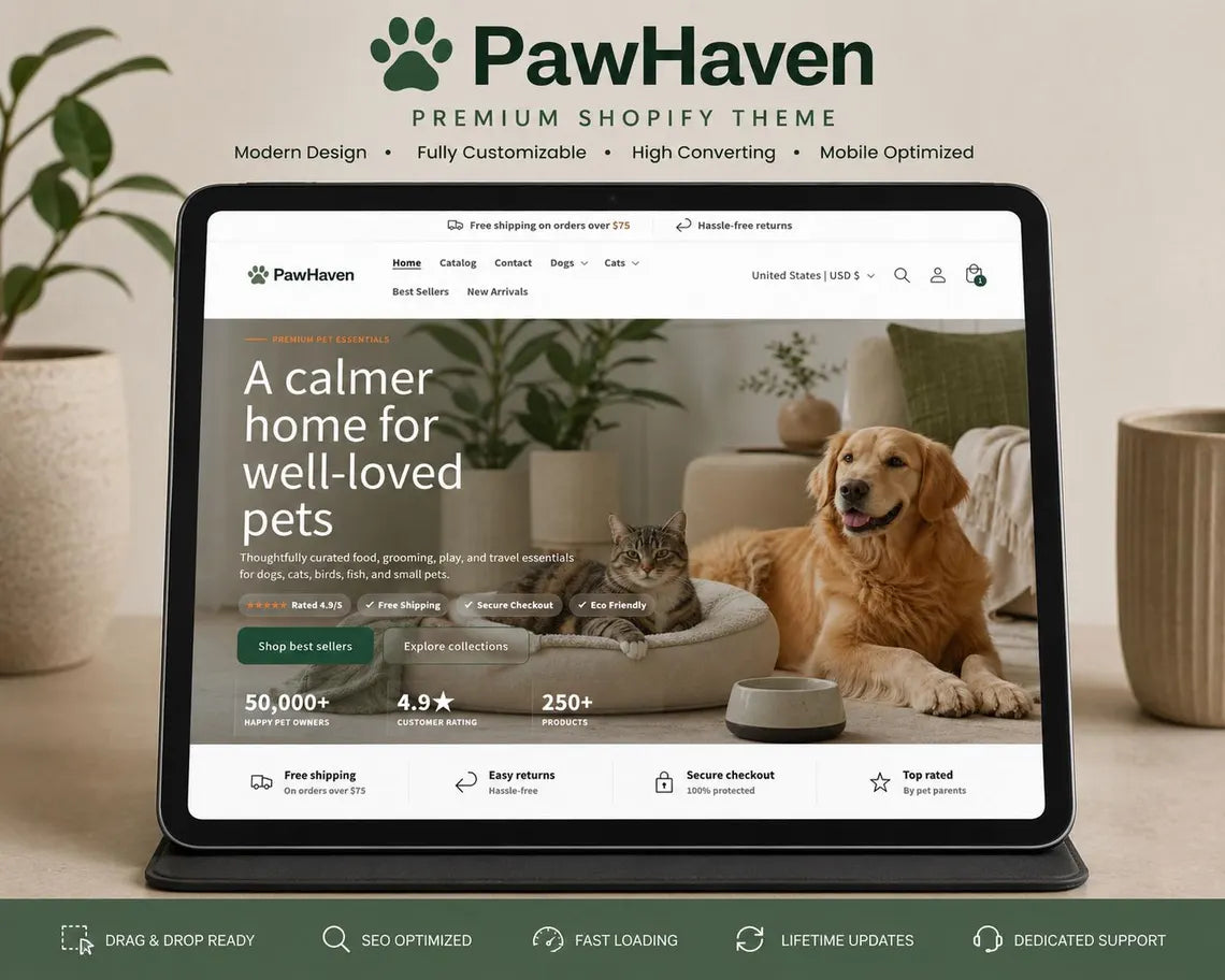 Pet Store Shopify Theme, Dog & Cat Ecommerce Website Template, Shopify 2.0 Theme