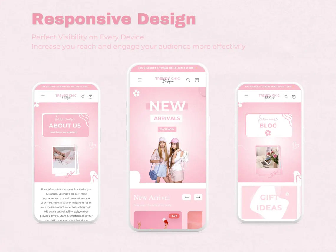 Pink Shopify Theme | Boutique Fashion Store Website Template | OS 2.0 | Editable Canva Templates
