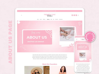 Pink Shopify Theme | Boutique Fashion Store Website Template | OS 2.0 | Editable Canva Templates
