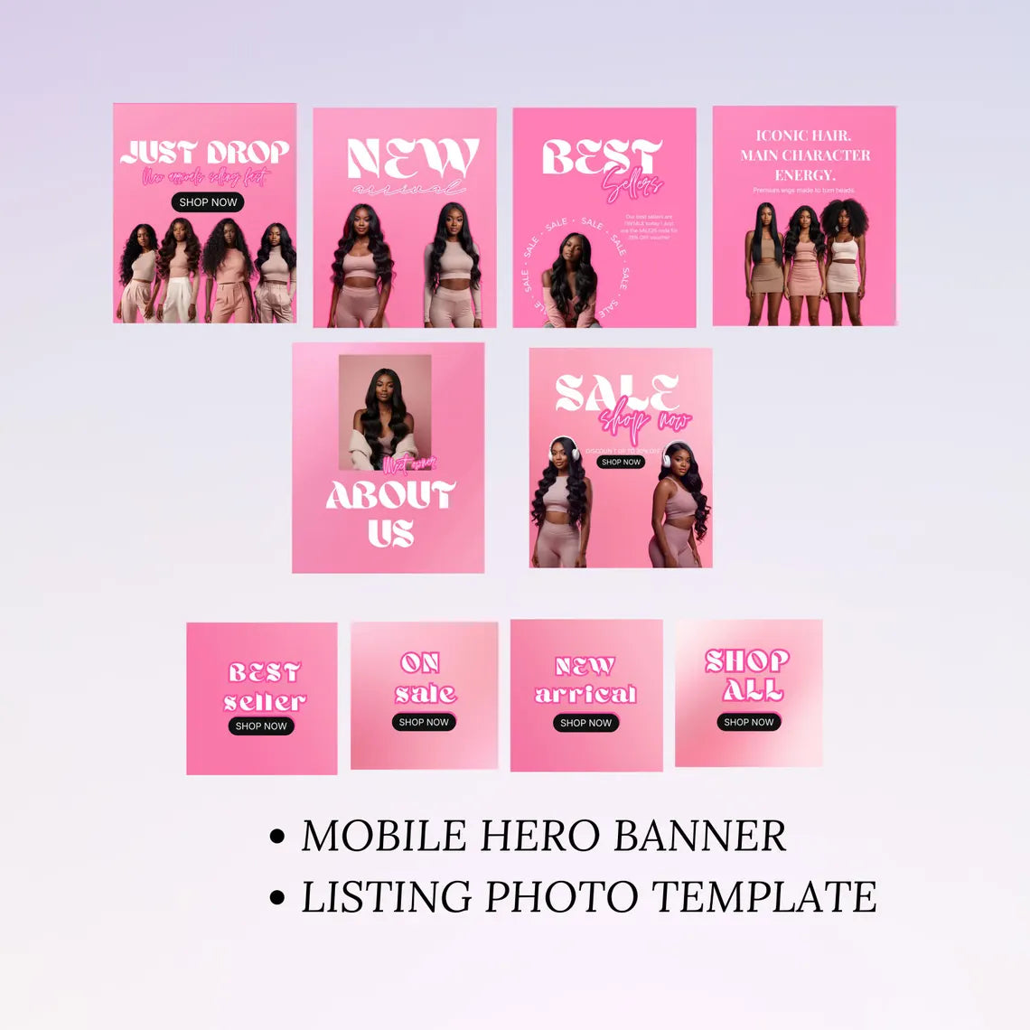 Pink Shopify Theme, Website Template for Boutique, Shopify Template, Shopify Template, Minimal & Cute Design, Boutique Fashion Theme, Wigs