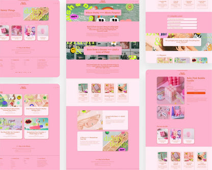 Pink Retro Chic Vibrant Shopify Theme Magazine Website Design Bold Colourful Template Playful Fashion Blog Aesthetic Customisable Layout
