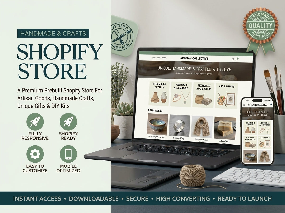 Prebuilt Shopify Store Handmade & Crafts