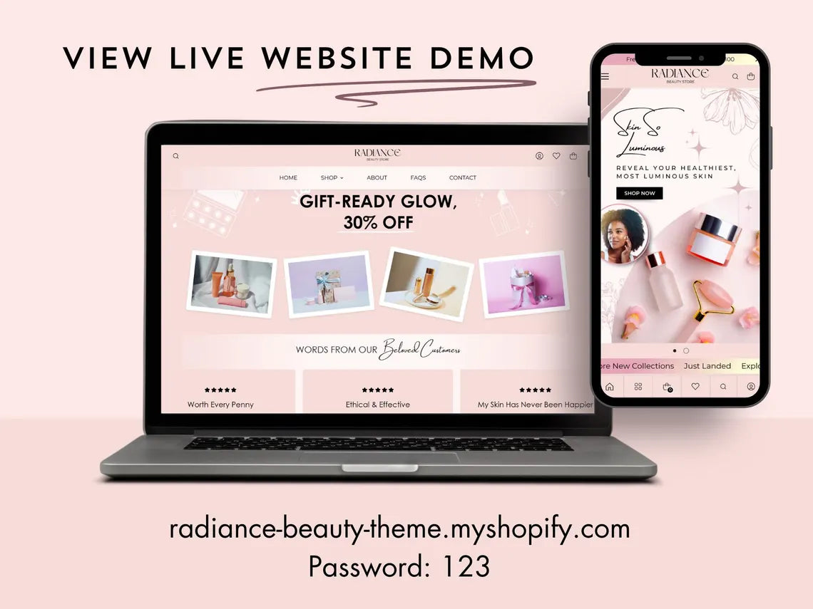 Radiance Beauty Shopify Theme Skincare & Makeup Store Design