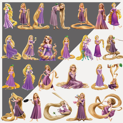 Rapunzel PNG Clipart Bundle Princess Character Digital Set