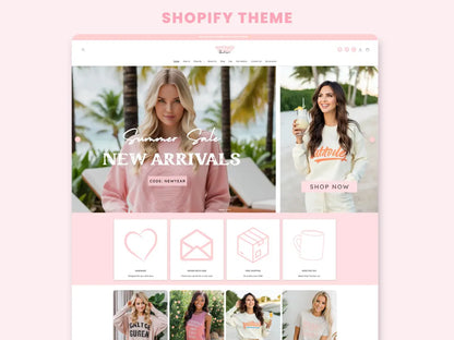 Refined Elegance Boutique Shopify Theme | Pink Shopify Template Feminine, Minimal & Cute Design | Editable Canva Templates | Shopify OS 2.0