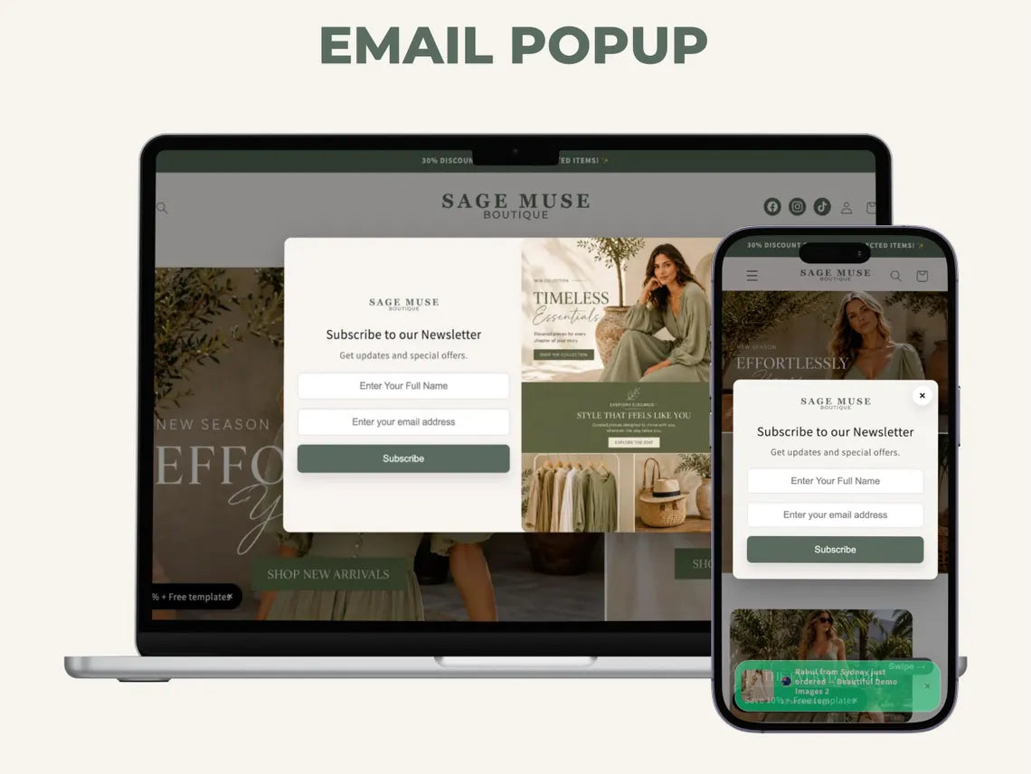 Sage Muse Boutique Shopify Theme | Sage Shopify Template Feminine, Minimal & Cute Design | Editable Canva Templates | Shopify OS 2.0