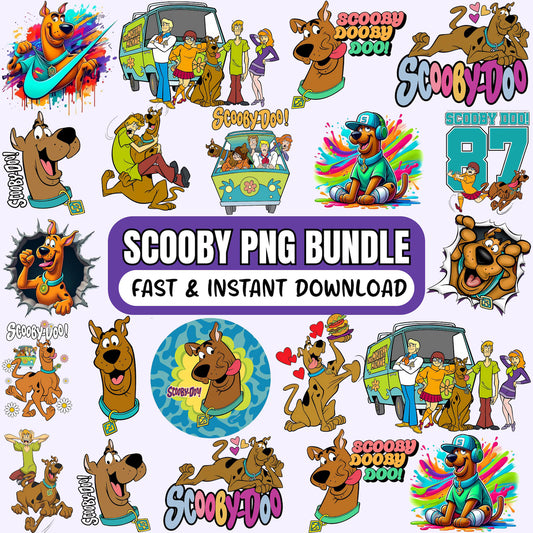Scooby-Doo PNG Bundle, Cartoon Cut Files, Digital Clipart, Silhouette Cricut, Sublimation Design Instant Download PNGS