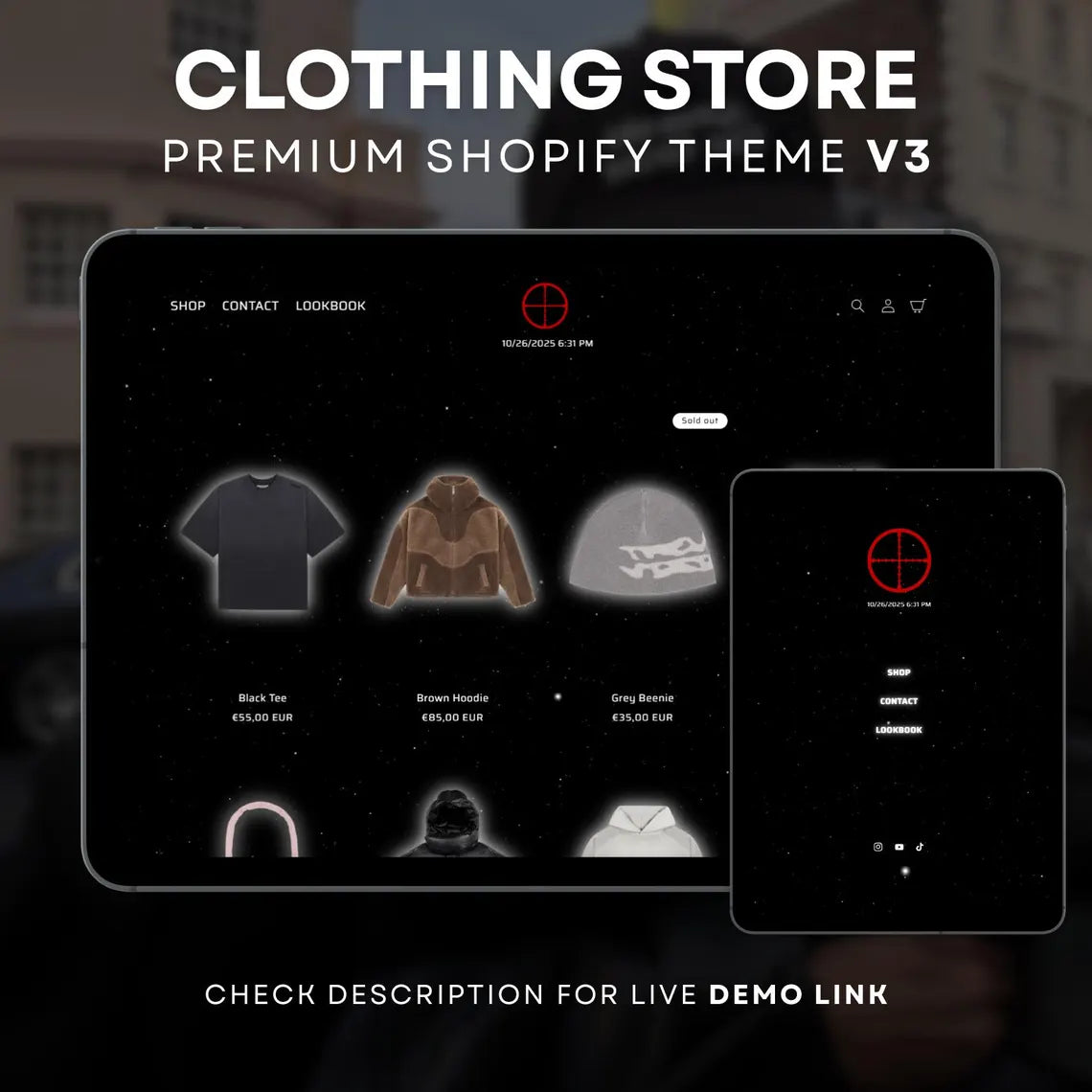 Shopify Clothing Theme V3, Clothing Brand Theme, Enter Page Template, Music Player, Clothing Style, Background Video, Custom Shopify Theme