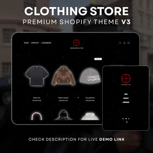 Shopify Clothing Theme V3, Clothing Brand Theme, Enter Page Template, Music Player, Clothing Style, Background Video, Custom Shopify Theme