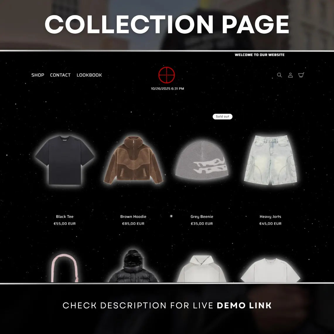 Shopify Clothing Theme V3, Clothing Brand Theme, Enter Page Template, Music Player, Clothing Style, Background Video, Custom Shopify Theme