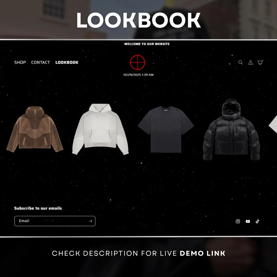 Shopify Clothing Theme V3, Clothing Brand Theme, Enter Page Template, Music Player, Clothing Style, Background Video, Custom Shopify Theme